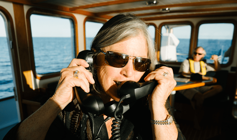 Christy Donnelly aboard Varnebank running the med-evac emergency, using three mics – the California Baja ham net frequency and two different VHF channels