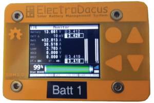 Electrodacus SBMS0 BMS home screen; one of about 20 available screens with all settings adjustable.