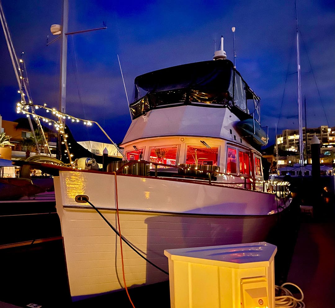 The Paulsen’s Grand Banks 42, Splinters, at the dock.