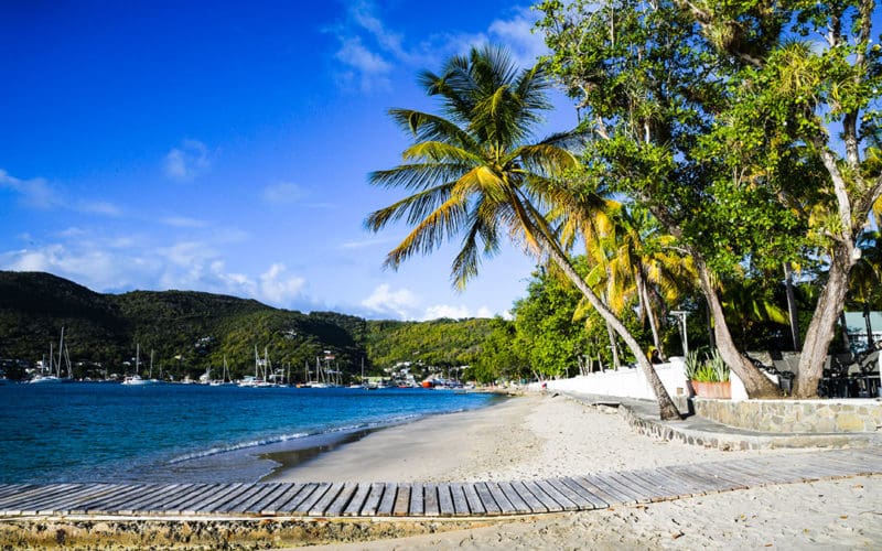 Rebecca Childress and Michael Hayward visited Bequia on Brick House before sailing to St. Vincent. Right, Buccament and Layou Bays on St. Vincent.
