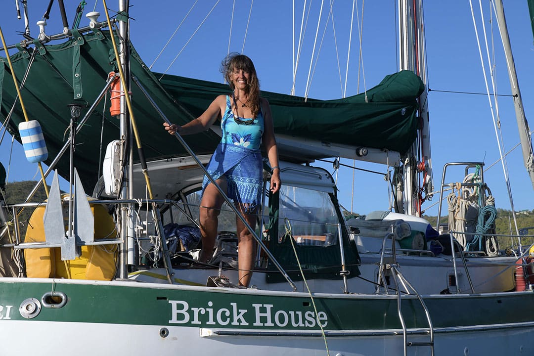 Rebecca aboard her Valiant 40, Brick House.