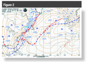 Figure 2 is the 96-hour surface forecast chart valid for same time as figure 1.