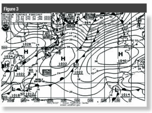 Figure 3 is the 96-hour forecast chart for 24 hours earlier than the figure 2 chart.