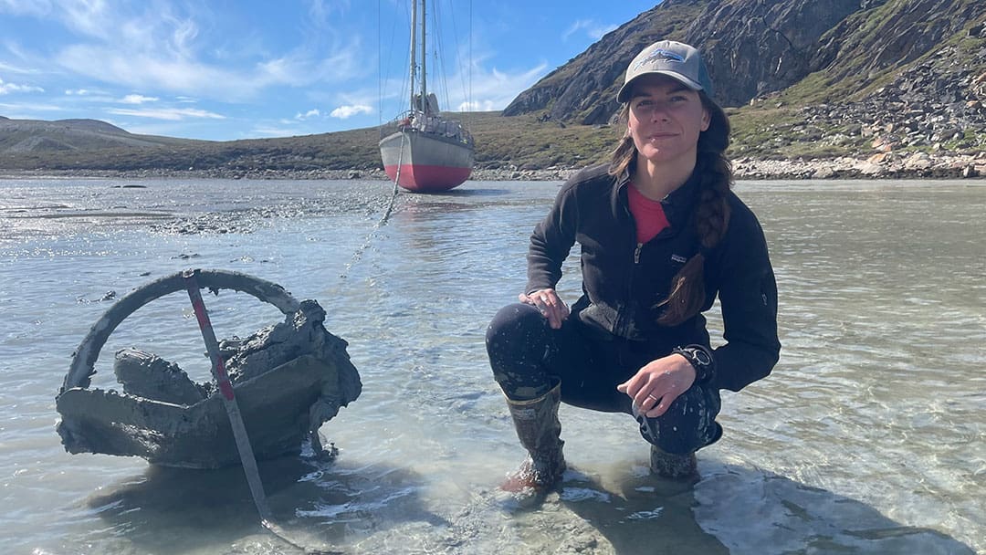 ArcticEarth mate Julia Prinselaar after placing the boat’s Rocna anchor.