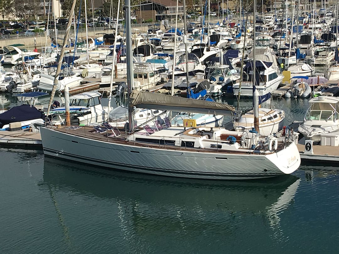 The Dufour 252 Insoumise at the dock in Dana Point.