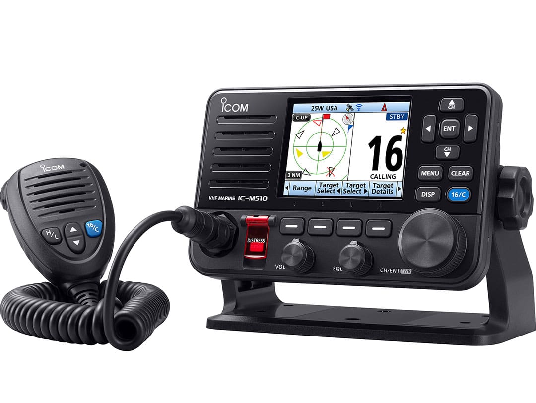 ICOM’s IC-M510 radio has a color screen for displaying AIS data