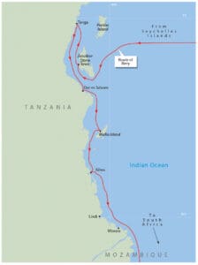 Matt TenEick and family’s route in Tanzania.