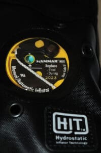Indicator turns red when the hydrostatic inflation element needs replacement.