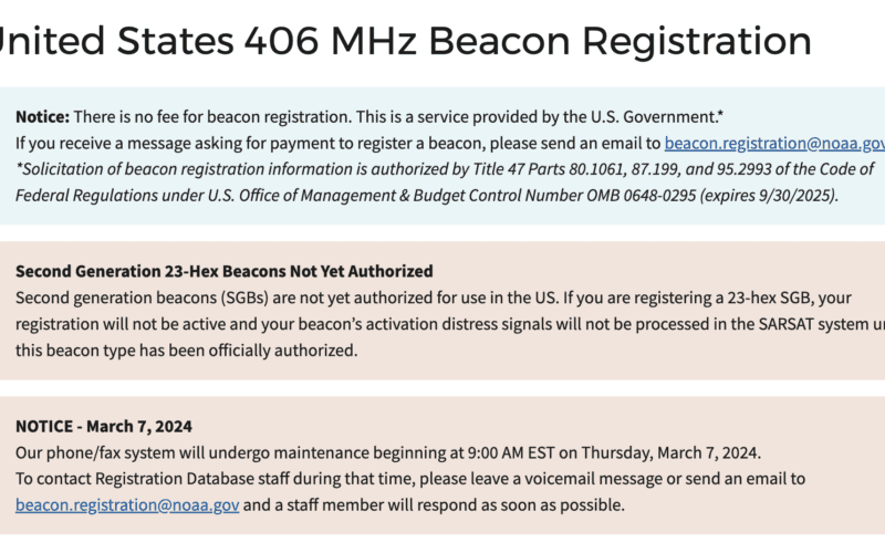 United States 406 MHz Beacon Registration