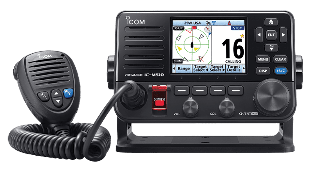The ICOM M510 VHF/DSC/GPS/AIS transceiver offers NMEA 0183 connectivity.