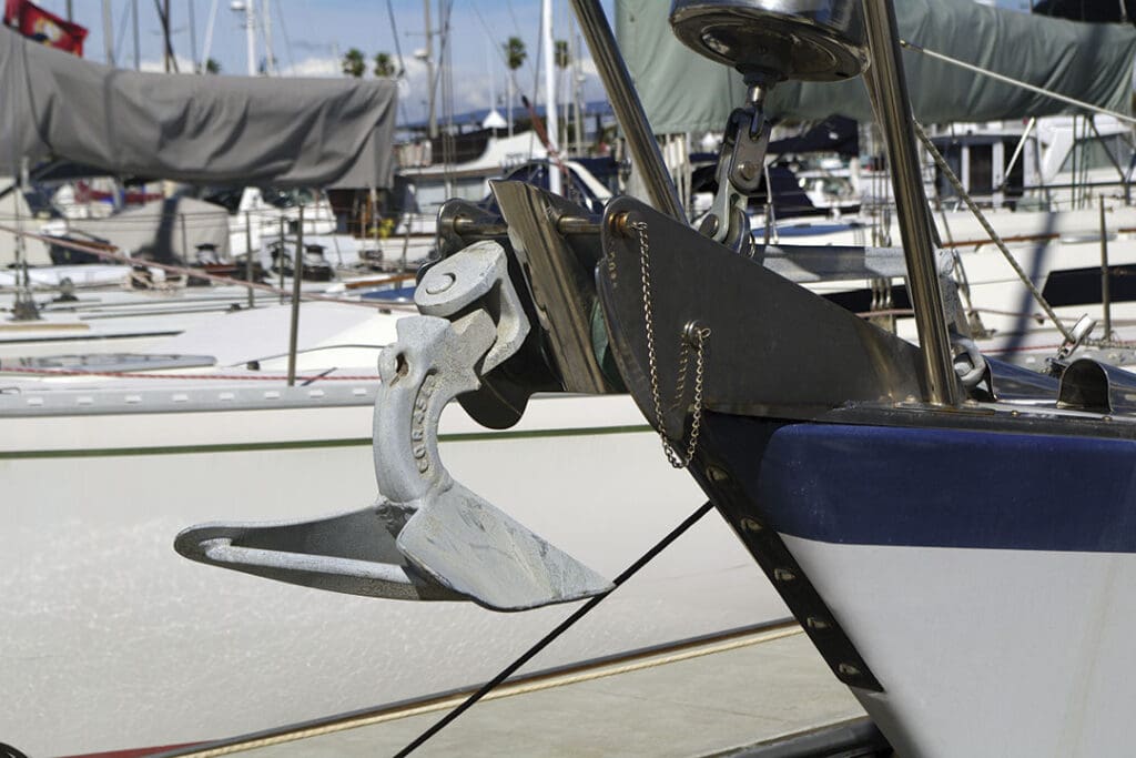 This CQR anchor has a swivel, which allows a wide radius of rotation without dislodging the anchor.
