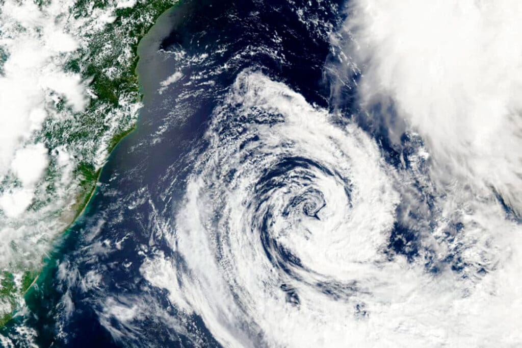 Storm Akaráforms off the coast of 
Argentina in the South Atlantic Ocean on February 22, 2024.
