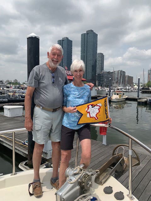 Jane and Harry with AGLCA Gold Burgee.